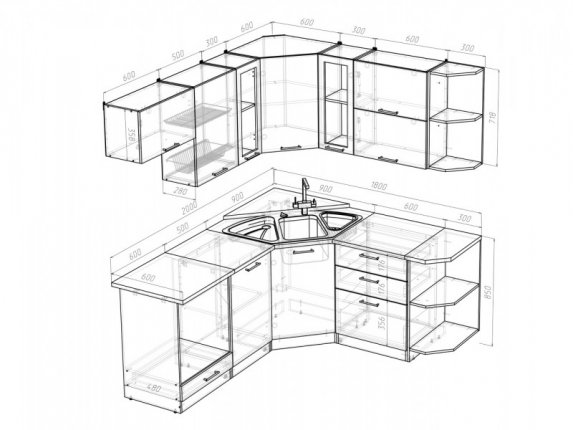 Гарнитур кухонный Илона Оптима угловой 1800х2000