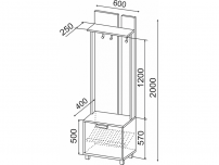 Вешалка Вест М01 ШхВхГ 600х2000х400 мм 